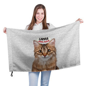Флаг 3D с принтом Самая милая в Екатеринбурге, 100% полиэстер | плотность ткани — 95 г/м2, размер — 67 х 109 см. Принт наносится с одной стороны | киса | кот | котенок | котик | кошечка | кошка | красивая | милая | самая