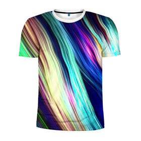 Мужская футболка 3D спортивная с принтом Волокна в Екатеринбурге, 100% полиэстер с улучшенными характеристиками | приталенный силуэт, круглая горловина, широкие плечи, сужается к линии бедра | линии | полосы | прикольные | текстуры | цветные | яркие