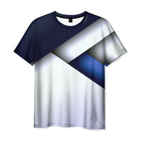 Мужская футболка 3D с принтом Geometria в Екатеринбурге, 100% полиэфир | прямой крой, круглый вырез горловины, длина до линии бедер | Тематика изображения на принте: blue | geometrical | геометрия | кубики | линии | текстуры