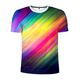 Мужская футболка 3D спортивная с принтом Радужные полосы в Екатеринбурге, 100% полиэстер с улучшенными характеристиками | приталенный силуэт, круглая горловина, широкие плечи, сужается к линии бедра | линии | новые | полосы | прикольные | радуга | текстуры