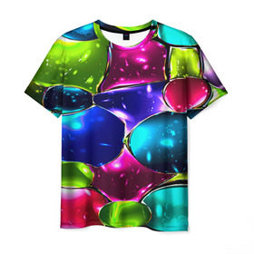 Мужская футболка 3D с принтом Мозаика(стекло) в Екатеринбурге, 100% полиэфир | прямой крой, круглый вырез горловины, длина до линии бедер | green | абстракции | гранж | мозаика | стекло | текстуры