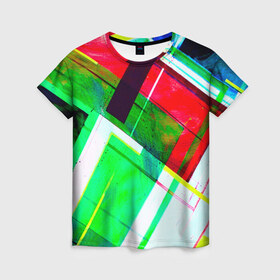 Женская футболка 3D с принтом Geometrical в Екатеринбурге, 100% полиэфир ( синтетическое хлопкоподобное полотно) | прямой крой, круглый вырез горловины, длина до линии бедер | geometrical | геометрия | кубики | прикольные | текстуры
