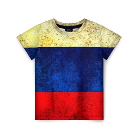 Детская футболка 3D с принтом Триколор в Екатеринбурге, 100% гипоаллергенный полиэфир | прямой крой, круглый вырез горловины, длина до линии бедер, чуть спущенное плечо, ткань немного тянется | new | краска | патриот | прикольные | русский | триколор