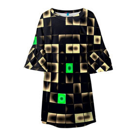Детское платье 3D с принтом Minecraft в Екатеринбурге, 100% полиэстер | прямой силуэт, чуть расширенный к низу. Круглая горловина, на рукавах — воланы | Тематика изображения на принте: game | minecraft | игры | пиксели | популярные | прикольные
