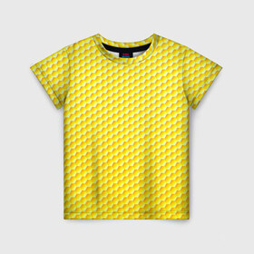 Детская футболка 3D с принтом Соты в Екатеринбурге, 100% гипоаллергенный полиэфир | прямой крой, круглый вырез горловины, длина до линии бедер, чуть спущенное плечо, ткань немного тянется | Тематика изображения на принте: yellow | вкусные | еда | желтый | прикольные | пчелы | соты