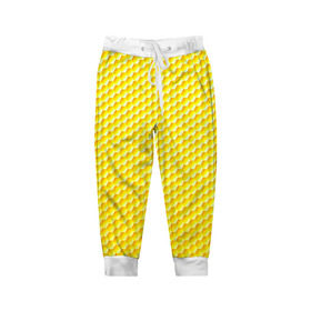 Детские брюки 3D с принтом Соты в Екатеринбурге, 100% полиэстер | манжеты по низу, эластичный пояс регулируется шнурком, по бокам два кармана без застежек, внутренняя часть кармана из мелкой сетки | yellow | вкусные | еда | желтый | прикольные | пчелы | соты