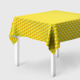 Скатерть 3D с принтом Соты в Екатеринбурге, 100% полиэстер (ткань не мнется и не растягивается) | Размер: 150*150 см | yellow | вкусные | еда | желтый | прикольные | пчелы | соты