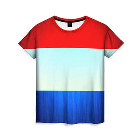 Женская футболка 3D с принтом Триколор в Екатеринбурге, 100% полиэфир ( синтетическое хлопкоподобное полотно) | прямой крой, круглый вырез горловины, длина до линии бедер | new | краска | патриот | полосы | прикольные | триколор