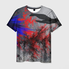 Мужская футболка 3D с принтом Взрыв красок в Екатеринбурге, 100% полиэфир | прямой крой, круглый вырез горловины, длина до линии бедер | Тематика изображения на принте: взрыв | краски