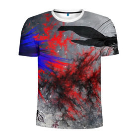 Мужская футболка 3D спортивная с принтом Взрыв красок в Екатеринбурге, 100% полиэстер с улучшенными характеристиками | приталенный силуэт, круглая горловина, широкие плечи, сужается к линии бедра | Тематика изображения на принте: взрыв | краски