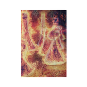 Обложка для паспорта матовая кожа с принтом Фигуры из пламени в Екатеринбурге, натуральная матовая кожа | размер 19,3 х 13,7 см; прозрачные пластиковые крепления | Тематика изображения на принте: пламя