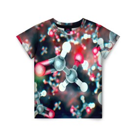 Детская футболка 3D с принтом Молекулы в Екатеринбурге, 100% гипоаллергенный полиэфир | прямой крой, круглый вырез горловины, длина до линии бедер, чуть спущенное плечо, ткань немного тянется | арт | мидицина | молекулы | нервы | тромбы | фантастика