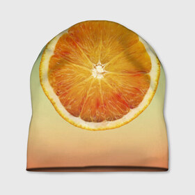 Шапка 3D с принтом Апельсиновый рай в Екатеринбурге, 100% полиэстер | универсальный размер, печать по всей поверхности изделия | апельсин | градиент | жёлтый | зелёный | оранжевый