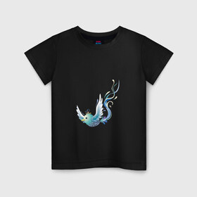 Детская футболка хлопок с принтом Голубая птичка в Екатеринбурге, 100% хлопок | круглый вырез горловины, полуприлегающий силуэт, длина до линии бедер | голубая | красота | мультяшка | птица | сказка