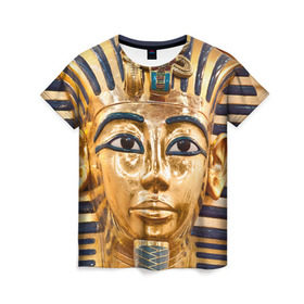 Женская футболка 3D с принтом Фараон в Екатеринбурге, 100% полиэфир ( синтетическое хлопкоподобное полотно) | прямой крой, круглый вырез горловины, длина до линии бедер | египет | фараон