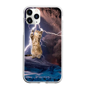 Чехол для iPhone 11 Pro матовый с принтом Кот и молния в Екатеринбурге, Силикон |  | буря | гроза | кот | котенок | молния | облака