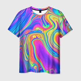 Мужская футболка 3D с принтом Цветные разводы в Екатеринбурге, 100% полиэфир | прямой крой, круглый вырез горловины, длина до линии бедер | абстракция | краска | разводы | узор