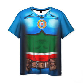 Мужская футболка 3D с принтом Капитан Чечня в Екатеринбурге, 100% полиэфир | прямой крой, круглый вырез горловины, длина до линии бедер | 95 | капитан | супергерой | флаг | чеченец