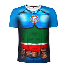 Мужская футболка 3D спортивная с принтом Капитан Чечня в Екатеринбурге, 100% полиэстер с улучшенными характеристиками | приталенный силуэт, круглая горловина, широкие плечи, сужается к линии бедра | 95 | капитан | супергерой | флаг | чеченец