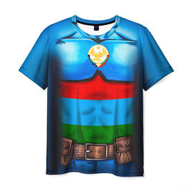 Мужская футболка 3D с принтом Капитан Дагестан в Екатеринбурге, 100% полиэфир | прямой крой, круглый вырез горловины, длина до линии бедер | 05 | даг | дагестанец | капитан | супергерой | флаг