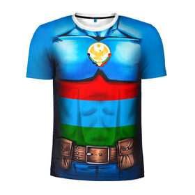 Мужская футболка 3D спортивная с принтом Капитан Дагестан в Екатеринбурге, 100% полиэстер с улучшенными характеристиками | приталенный силуэт, круглая горловина, широкие плечи, сужается к линии бедра | 05 | даг | дагестанец | капитан | супергерой | флаг