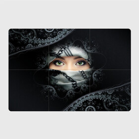 Магнитный плакат 3Х2 с принтом Восточная девушка в Екатеринбурге, Полимерный материал с магнитным слоем | 6 деталей размером 9*9 см | взгляд | восточная девушка | глаза | красивая | никаб | орнамент | узоры | хиджаб