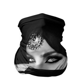 Бандана-труба 3D с принтом Восточная девушка в Екатеринбурге, 100% полиэстер, ткань с особыми свойствами — Activecool | плотность 150‒180 г/м2; хорошо тянется, но сохраняет форму | взгляд | восточная девушка | глаза | красивая | никаб | орнамент | узоры | хиджаб