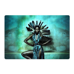 Магнитный плакат 3Х2 с принтом Африканская девушка в Екатеринбурге, Полимерный материал с магнитным слоем | 6 деталей размером 9*9 см | Тематика изображения на принте: африка | африканская девушка | в перьях | модель | перья