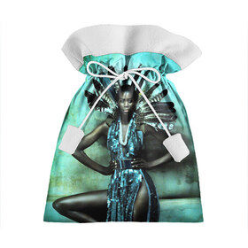 Подарочный 3D мешок с принтом Африканская девушка в Екатеринбурге, 100% полиэстер | Размер: 29*39 см | Тематика изображения на принте: африка | африканская девушка | в перьях | модель | перья