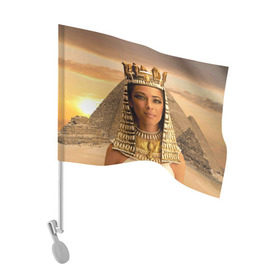 Флаг для автомобиля с принтом Клеопатра в Екатеринбурге, 100% полиэстер | Размер: 30*21 см | египет | египетская | закат | золото | клеопатра | корона | песок | пирамиды | пустыня | солнце | царица
