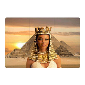 Магнитный плакат 3Х2 с принтом Клеопатра в Екатеринбурге, Полимерный материал с магнитным слоем | 6 деталей размером 9*9 см | египет | египетская | закат | золото | клеопатра | корона | песок | пирамиды | пустыня | солнце | царица