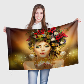Флаг 3D с принтом Чудо девушка в Екатеринбурге, 100% полиэстер | плотность ткани — 95 г/м2, размер — 67 х 109 см. Принт наносится с одной стороны | волшебница | волшебство | звезды | новый год | подарки | празник | фея | чудо девушка