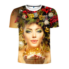 Мужская футболка 3D спортивная с принтом Чудо девушка в Екатеринбурге, 100% полиэстер с улучшенными характеристиками | приталенный силуэт, круглая горловина, широкие плечи, сужается к линии бедра | волшебница | волшебство | звезды | новый год | подарки | празник | фея | чудо девушка