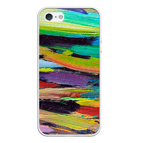 Чехол силиконовый для Телефон Apple iPhone 5/5S с принтом Масло штрихи в Екатеринбурге, Силикон | Область печати: задняя сторона чехла, без боковых панелей | абстракция | краска | масло | творчество | цвет