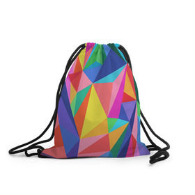 Рюкзак-мешок 3D с принтом Радуга в Екатеринбурге, 100% полиэстер | плотность ткани — 200 г/м2, размер — 35 х 45 см; лямки — толстые шнурки, застежка на шнуровке, без карманов и подкладки | polygonal | многоугольник | полигональный | разноцветный