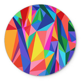 Коврик круглый с принтом Радуга в Екатеринбурге, резина и полиэстер | круглая форма, изображение наносится на всю лицевую часть | polygonal | многоугольник | полигональный | разноцветный