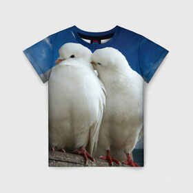 Детская футболка 3D с принтом Голубь в Екатеринбурге, 100% гипоаллергенный полиэфир | прямой крой, круглый вырез горловины, длина до линии бедер, чуть спущенное плечо, ткань немного тянется | 3д | голубь | животные | новые | птицы