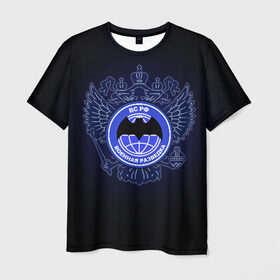 Мужская футболка 3D с принтом Военная разведка в Екатеринбурге, 100% полиэфир | прямой крой, круглый вырез горловины, длина до линии бедер | Тематика изображения на принте: армия | герб | россия