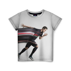 Детская футболка 3D с принтом Cristiano Ronaldo в Екатеринбурге, 100% гипоаллергенный полиэфир | прямой крой, круглый вырез горловины, длина до линии бедер, чуть спущенное плечо, ткань немного тянется | cristiano ronaldo