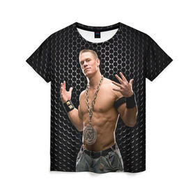 Женская футболка 3D с принтом John Cena в Екатеринбурге, 100% полиэфир ( синтетическое хлопкоподобное полотно) | прямой крой, круглый вырез горловины, длина до линии бедер | john cena | wwe чемпион | джон сина