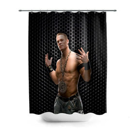 Штора 3D для ванной с принтом John Cena в Екатеринбурге, 100% полиэстер | плотность материала — 100 г/м2. Стандартный размер — 146 см х 180 см. По верхнему краю — пластиковые люверсы для креплений. В комплекте 10 пластиковых колец | john cena | wwe чемпион | джон сина