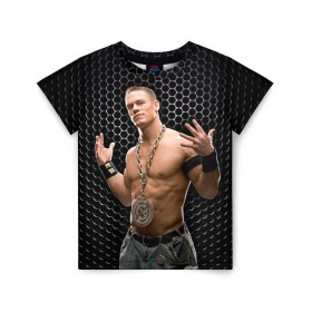 Детская футболка 3D с принтом John Cena в Екатеринбурге, 100% гипоаллергенный полиэфир | прямой крой, круглый вырез горловины, длина до линии бедер, чуть спущенное плечо, ткань немного тянется | Тематика изображения на принте: john cena | wwe чемпион | джон сина
