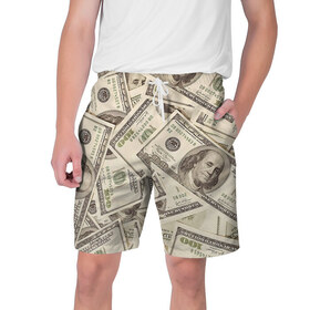 Мужские шорты 3D с принтом Деньги в Екатеринбурге,  полиэстер 100% | прямой крой, два кармана без застежек по бокам. Мягкая трикотажная резинка на поясе, внутри которой широкие завязки. Длина чуть выше колен | swag | бакс | баксы | деньги | доллар | прикол | прикольная картинка | свег | свэг