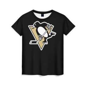 Женская футболка 3D с принтом Pittsburgh Penguins Crosby в Екатеринбурге, 100% полиэфир ( синтетическое хлопкоподобное полотно) | прямой крой, круглый вырез горловины, длина до линии бедер | crosby | nhl | pittsburgh penguins