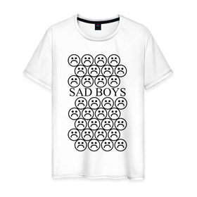 Мужская футболка хлопок с принтом Sad Boys logo в Екатеринбурге, 100% хлопок | прямой крой, круглый вырез горловины, длина до линии бедер, слегка спущенное плечо. | Тематика изображения на принте: boys | sad | sad boys | yung lean