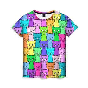 Женская футболка 3D с принтом Котятушки в Екатеринбурге, 100% полиэфир ( синтетическое хлопкоподобное полотно) | прямой крой, круглый вырез горловины, длина до линии бедер | кот | котенок | котик | кошечка | кошка | мем | независимая | сильная