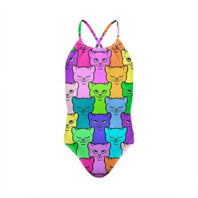 Детский купальник 3D с принтом Котятушки в Екатеринбурге, Полиэстер 85%, Спандекс 15% | Слитный крой, подклад по переду изделия, узкие бретели | Тематика изображения на принте: кот | котенок | котик | кошечка | кошка | мем | независимая | сильная