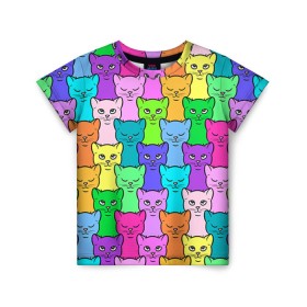 Детская футболка 3D с принтом Котятушки в Екатеринбурге, 100% гипоаллергенный полиэфир | прямой крой, круглый вырез горловины, длина до линии бедер, чуть спущенное плечо, ткань немного тянется | кот | котенок | котик | кошечка | кошка | мем | независимая | сильная