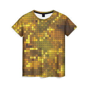 Женская футболка 3D с принтом Gold style в Екатеринбурге, 100% полиэфир ( синтетическое хлопкоподобное полотно) | прямой крой, круглый вырез горловины, длина до линии бедер | блекс | золото | квадрат | клубы | текстуры