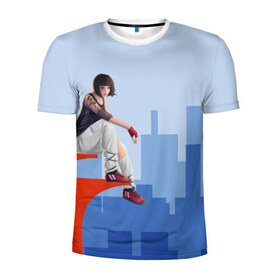 Мужская футболка 3D спортивная с принтом Паркур в Екатеринбурге, 100% полиэстер с улучшенными характеристиками | приталенный силуэт, круглая горловина, широкие плечи, сужается к линии бедра | faith | mirrors edge | parkour | зеркальная грань | паркур | фейт
